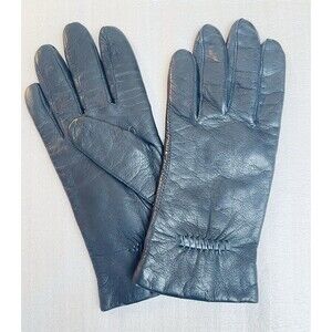 VTG Fownes Leather Gloves Women’s XL Thinsulate Fleece Lined Black Dark Gray